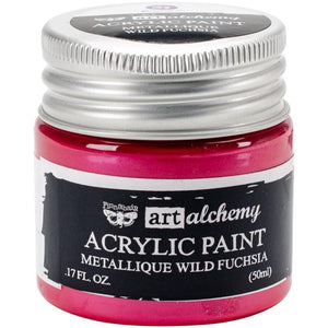 Scrapbooking  Finnabair Art Alchemy Acrylic Paint 1.7 Fluid Ounces - Metallique Wild Fuchsia Prima Marketing