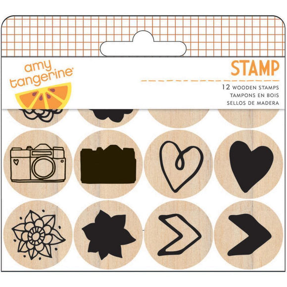 Scrapbooking  Amy Tan Rise and Shine Wood Stamp Set 12pc Paper Collections 12x12