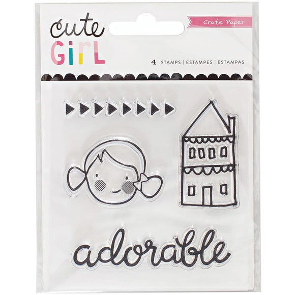 Scrapbooking  Cute Girl Mini Stamp Set 4pc Paper Collections 12x12