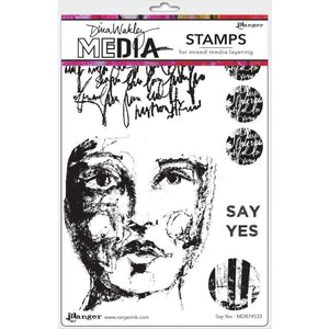 Scrapbooking  Dina Wakley Media Cling Stamps 6"X9" Say Yes Paper Collections 12x12
