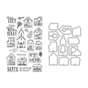 Scrapbooking  Hero Arts Clear Stamp & Die Combo Cozy Town Set Paper Collections 12x12