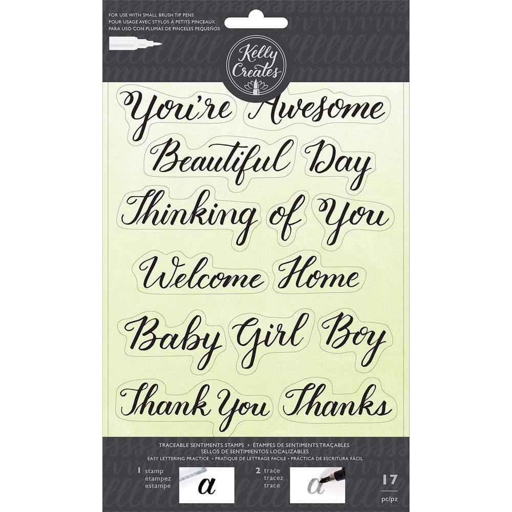 Kelly Creates Acrylic Traceable Stamps 17/Pkg Sentiments