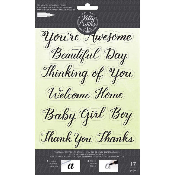 Scrapbooking  Kelly Creates Acrylic Traceable Stamps 17/Pkg Sentiments Paper Collections 12x12