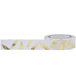 Scrapbooking  Little B Decorative Foil Tape 15mmX10m Gold Feathers WASHI Tape