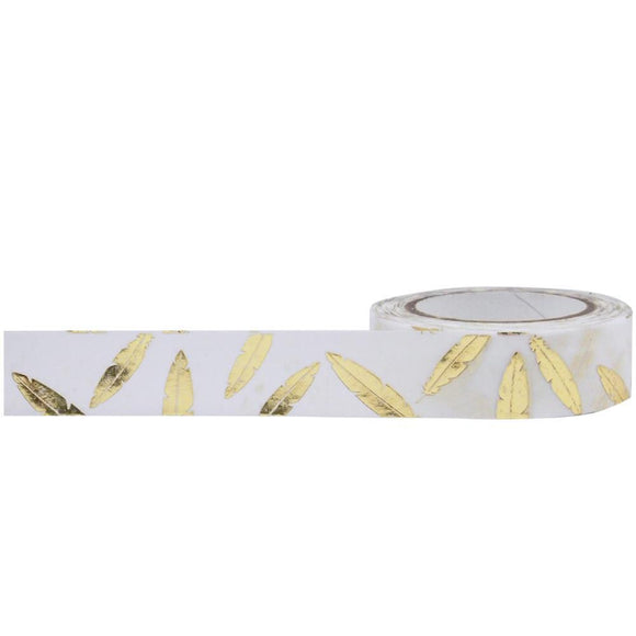 Scrapbooking  Little B Decorative Foil Tape 15mmX10m Gold Feathers WASHI Tape