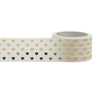 Scrapbooking  Little B Decorative Foil Tape 25mmX10m Gold Hearts WASHI Tape