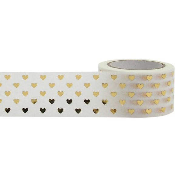 Scrapbooking  Little B Decorative Foil Tape 25mmX10m Gold Hearts WASHI Tape