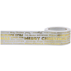 Scrapbooking  Little B Decorative Foil Tape 25mmX10m Merry Christmas Word Play WASHI Tape