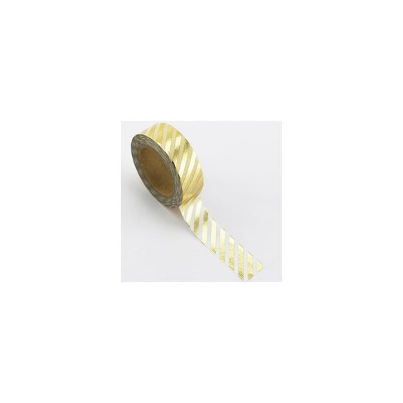 Scrapbooking  Love My Tapes Foil Washi Tape Roll 15mmx10m Gold Diagonal Stripe WASHI Tape