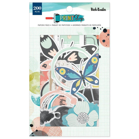 Scrapbooking  Vicki Boutin Print Shop Paperie Pack 200/Pkg Paper Pieces & Washi Stickers Ephemera