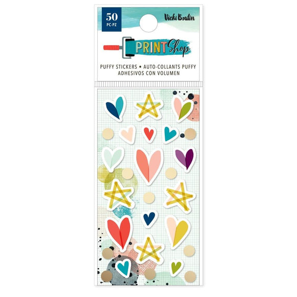 Scrapbooking  Vicki Boutin Print Shop Mini Puffy Stickers 50/Pkg W/Gold Foil Accents stickers
