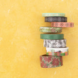 Scrapbooking  Vicki Boutin Evergreen & Holly Washi Tape 8/Pkg W/Gold Foil Accents Washi