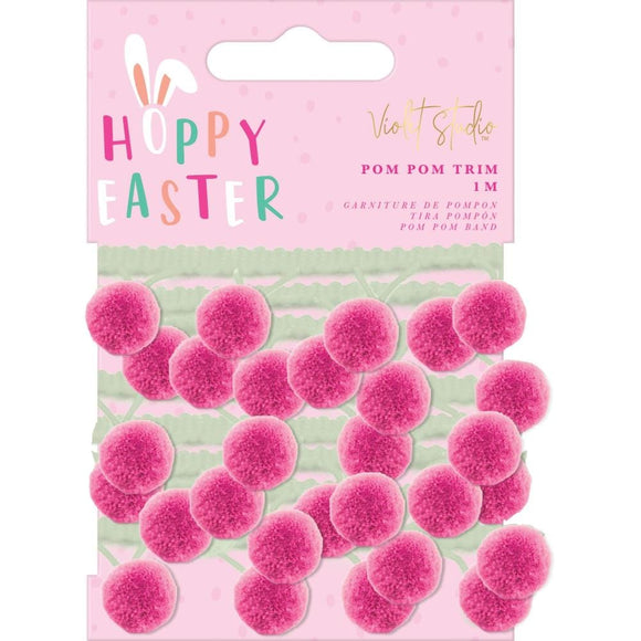 Scrapbooking  Violet Studio Pom Pom Trim Hoppy Easter 1mtr embellishments