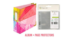 Scrapbooking  WRMK Paper Wrapped D-Ring Album 4"X4" Color Wheel By Paige Evans with extra page protectors Albums Other Sizes