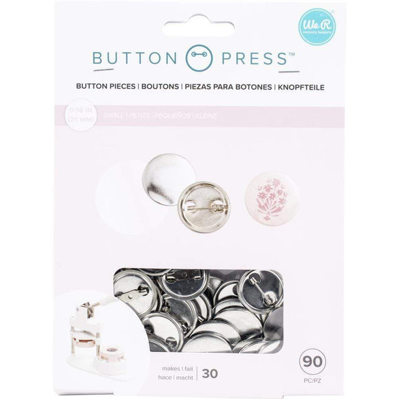  We R Memory Keepers, Button Press Bundle, Includes Button  Press, Small, Medium, Large Press Insert and Cutting Insert, 30 Buttons, 30  Foam Stickers, Make Pins, Buttons, Badges, Keychains and More 